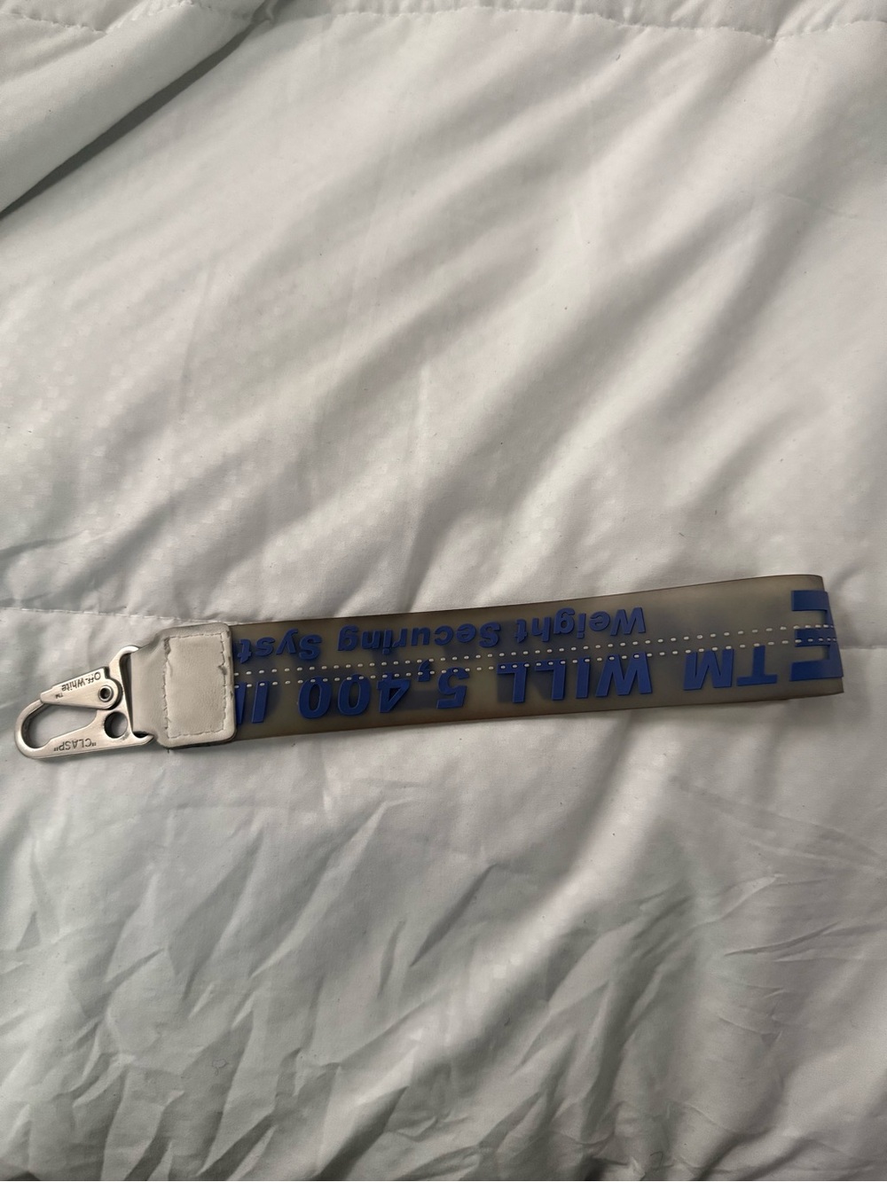 Off-White Taupe Key Strap with Blue Logo - Picture 2 of 3